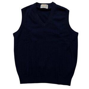 Braemar Vest Mens Size L Pullover V-Neck Scottish Lambswool Blue Vintage